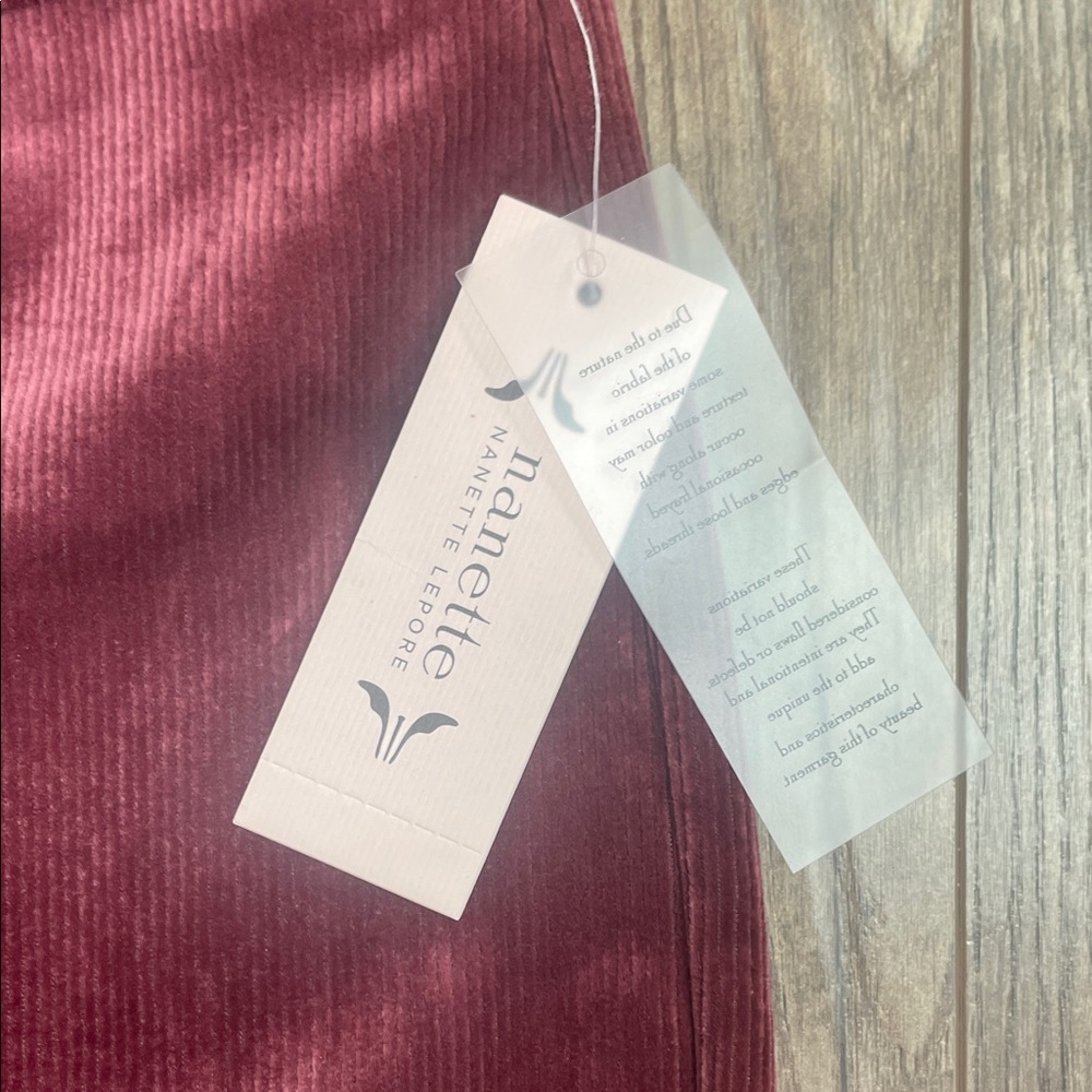 Nanette Lepore Burgundy Velour-Textured Ribbed Pants Size XL - Picture 3 of 9